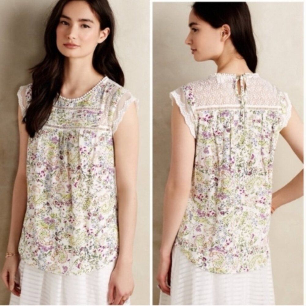 NWOT Anthropologie Meadow Rue Nellore Blouse in Size M